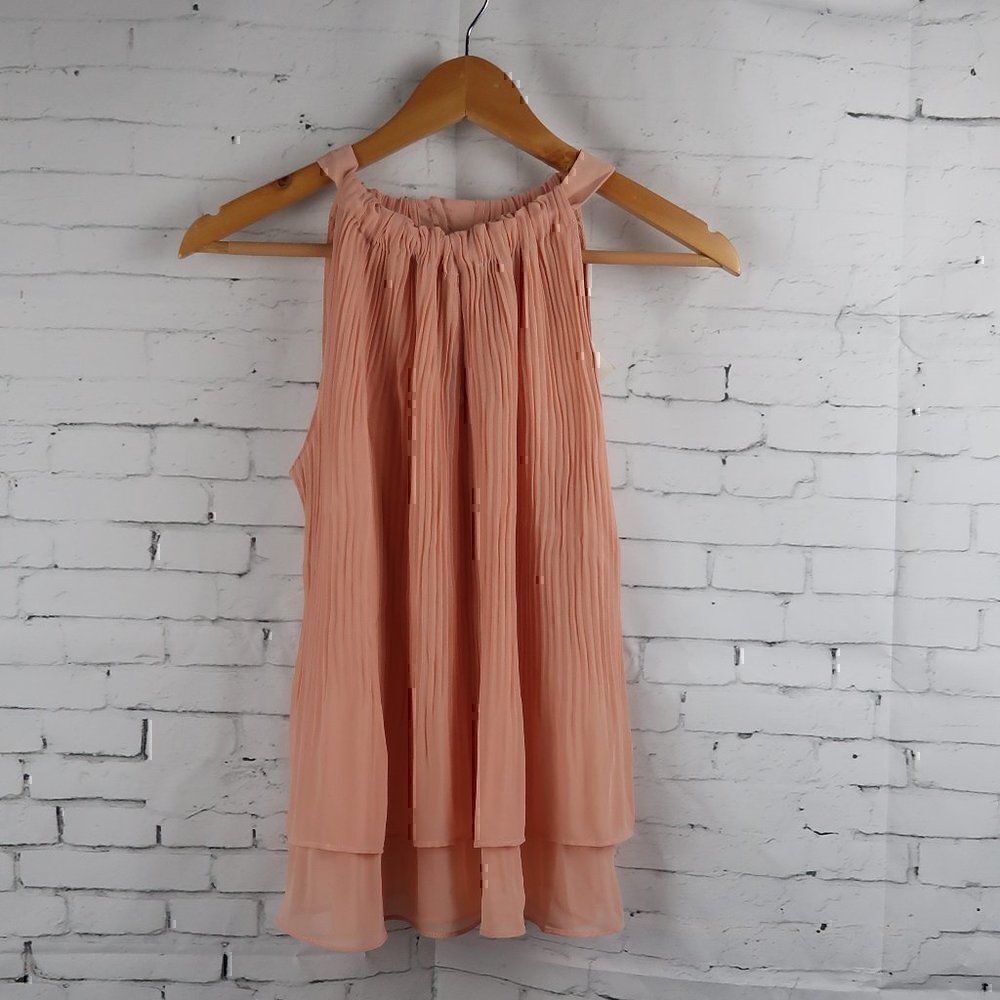 COSTA BLANCA ORANGE HIGH NECK SLEEVELESS FLOWY TOP SIZE MEDIUM NWT